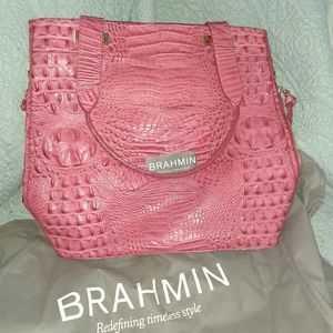 Large Pink Brahmin leather handbag